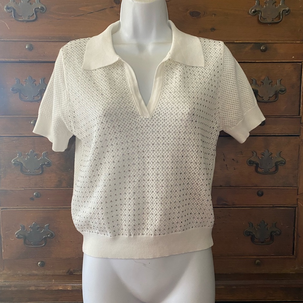 (A214)Woman’s Knit Top Sparkling Stones? NWTS Size Large Lizette Collection